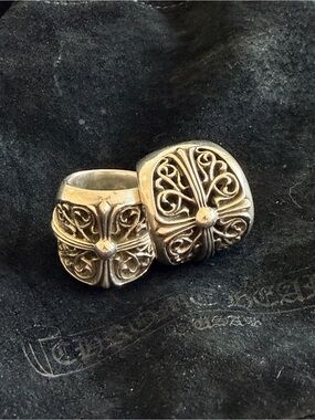Chrome Hearts Classic Oval Cross Couple Ring Set Size 5 & 10